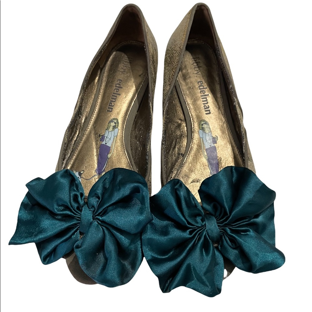 Libby Edelman bow tie on pen toe flats size 10